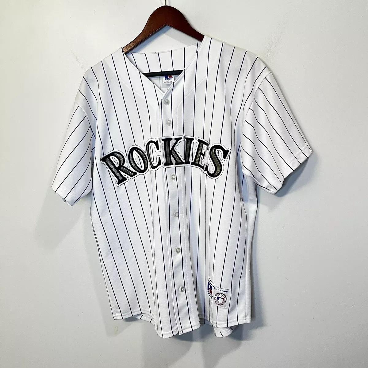 Vintage 90s Russell Athletic Pinstriped Colorado Rockies Baseball