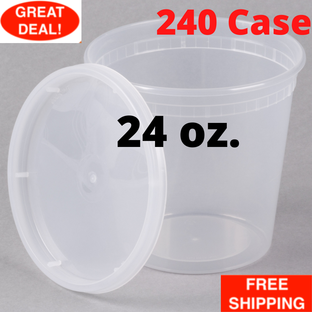 Microwavable Clear Round Plastic Deli Food Containers Flat Lid B