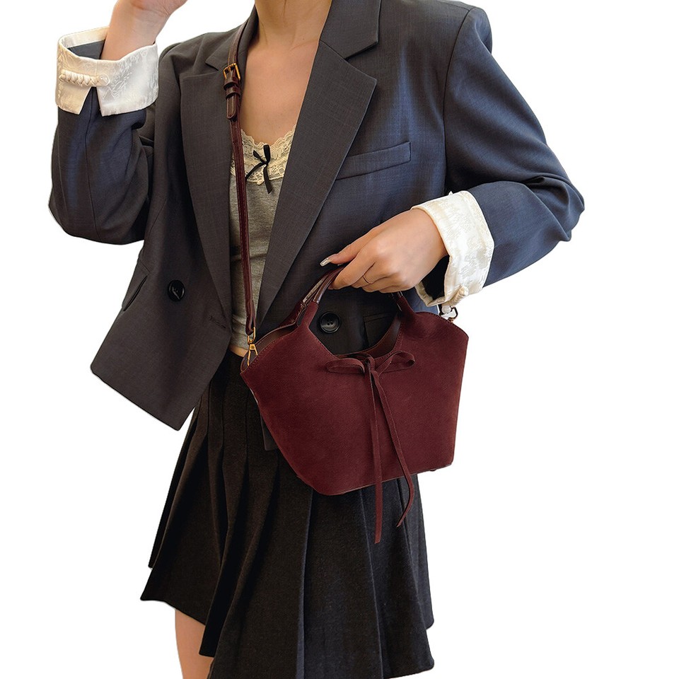 Shoulder Bag for Women Bow Top Handle Bag PU Leather Trendy for