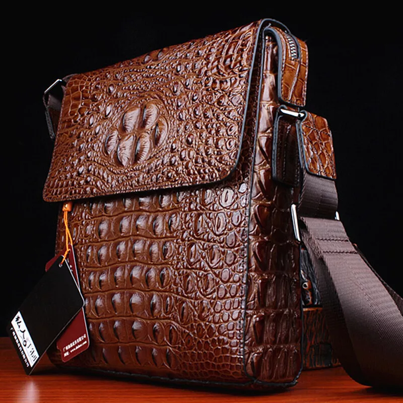 Men's Luxury Bag Alligator Crocodile Skin Shoulder Messenger