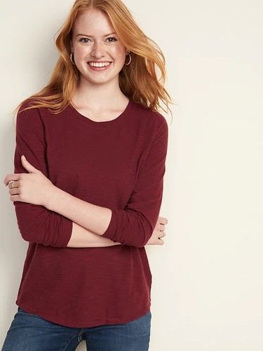 NWT Old Navy EveryWear Crew-Neck Slub-Knit Long Sleeve Tee T-Shirt Women  NEW S | eBay