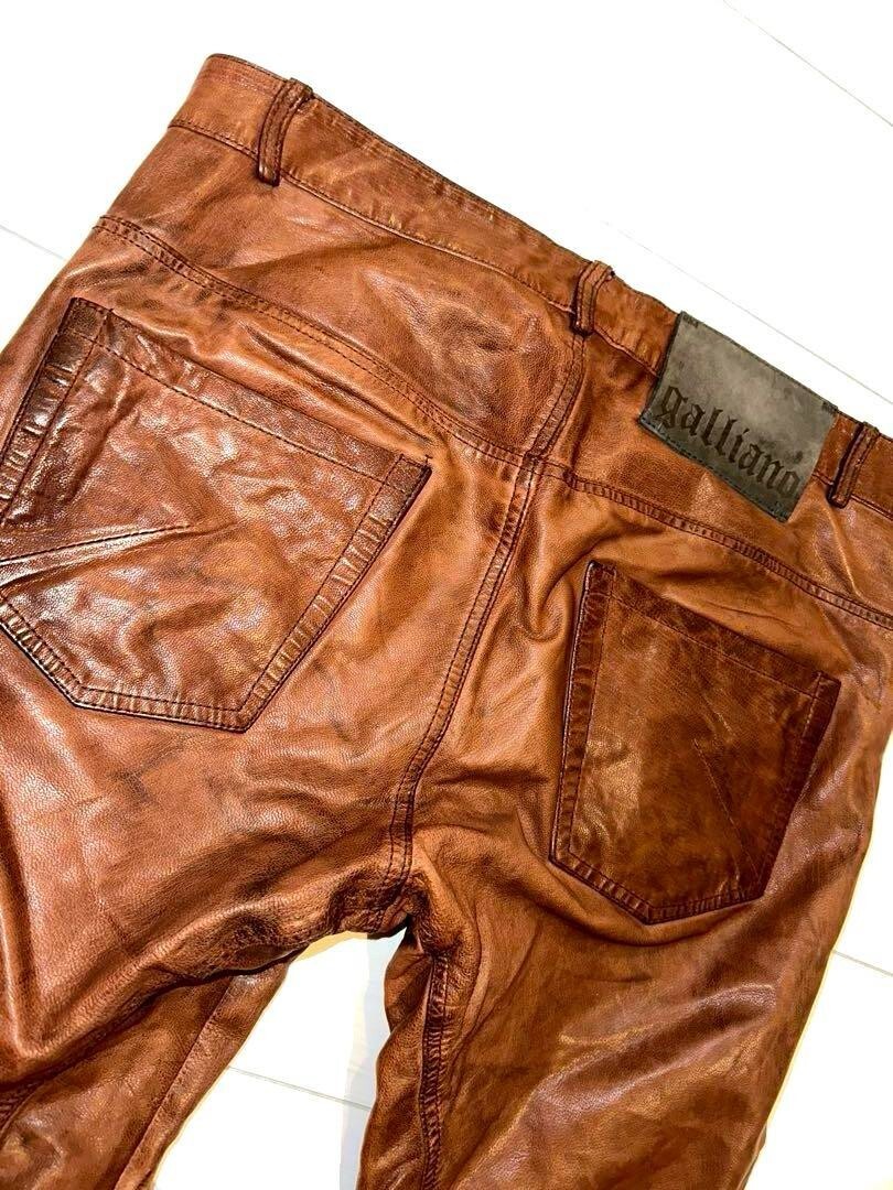 【超希少】galliano archive leather pants y2k John Galliano Archive Leather Pants Y2K Era Size 48 Vintage
