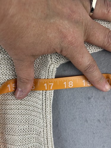 Suéter tejido costero para mujer Tahari talla mediana beige transpirable lino playero - Imagen 9 de 10