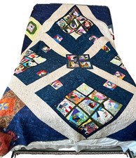 Beautiful Vintage hand machine made scrappy quilt 95 X 95 Excellent Condition