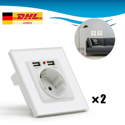2PCS USB Steckdose Wandstekdose Unterputz mit 2 USB Anschluss Ladegerät DHL