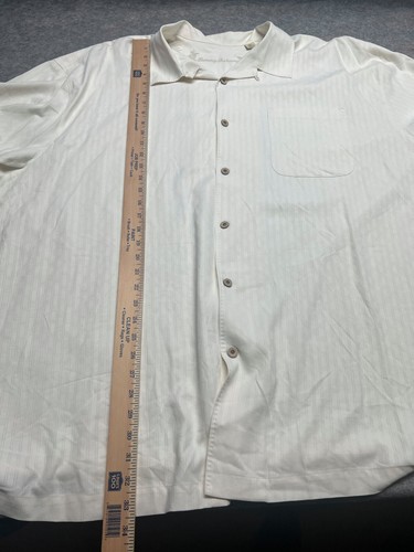 Tommy Bahama 100 % Seide kurzärmliges lässiges beigefarbenes Herrenhemd mit Fronttasche 3XB - Bild 15 von 17