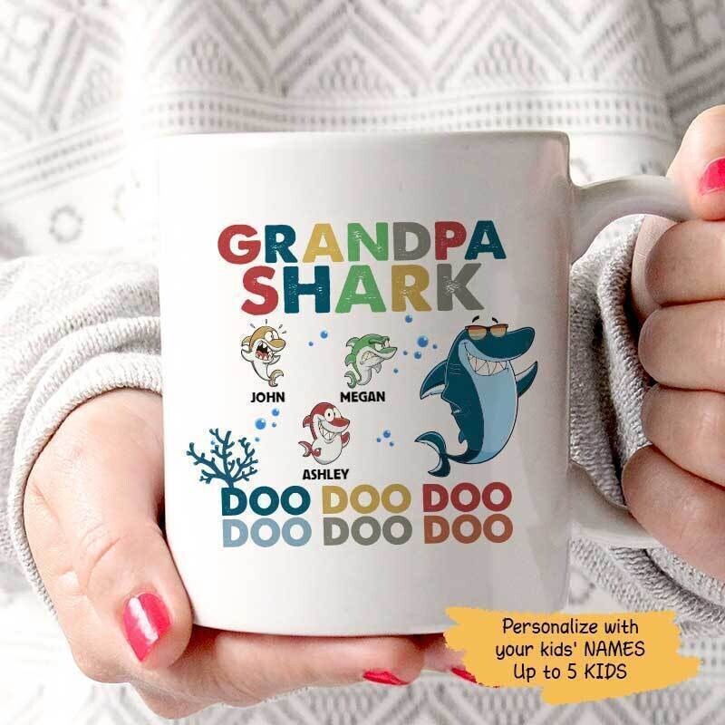 Grandpa Shark Personalized Coffee Mug Love Gift Funny Mug Personalized Custom