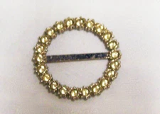 SCARF RING Jewelry Unique Clear Rhinestones 1 1/2" D Silver Metal Vintage (A3)