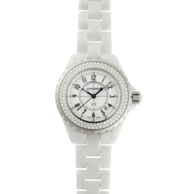 CHANEL J12 33mm H0969 Quartz White Dial Diamond Ceramic Womens