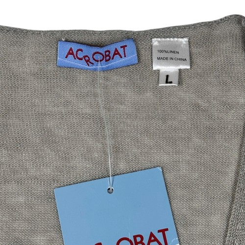 NWT Acrobat Open Front Long Cardigan Sz.L Gray 100% Linen Neutral Minimalist - Picture 4 of 9