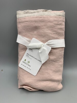 Pottery Barn Belgian Flax Linen Contrast Flange Sham Soft Rose King #H350