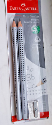 FABER-CASTELL Grip-Jumbo Bleistift Schreiblern-Bleistift 2er Set HB mit Spitzer