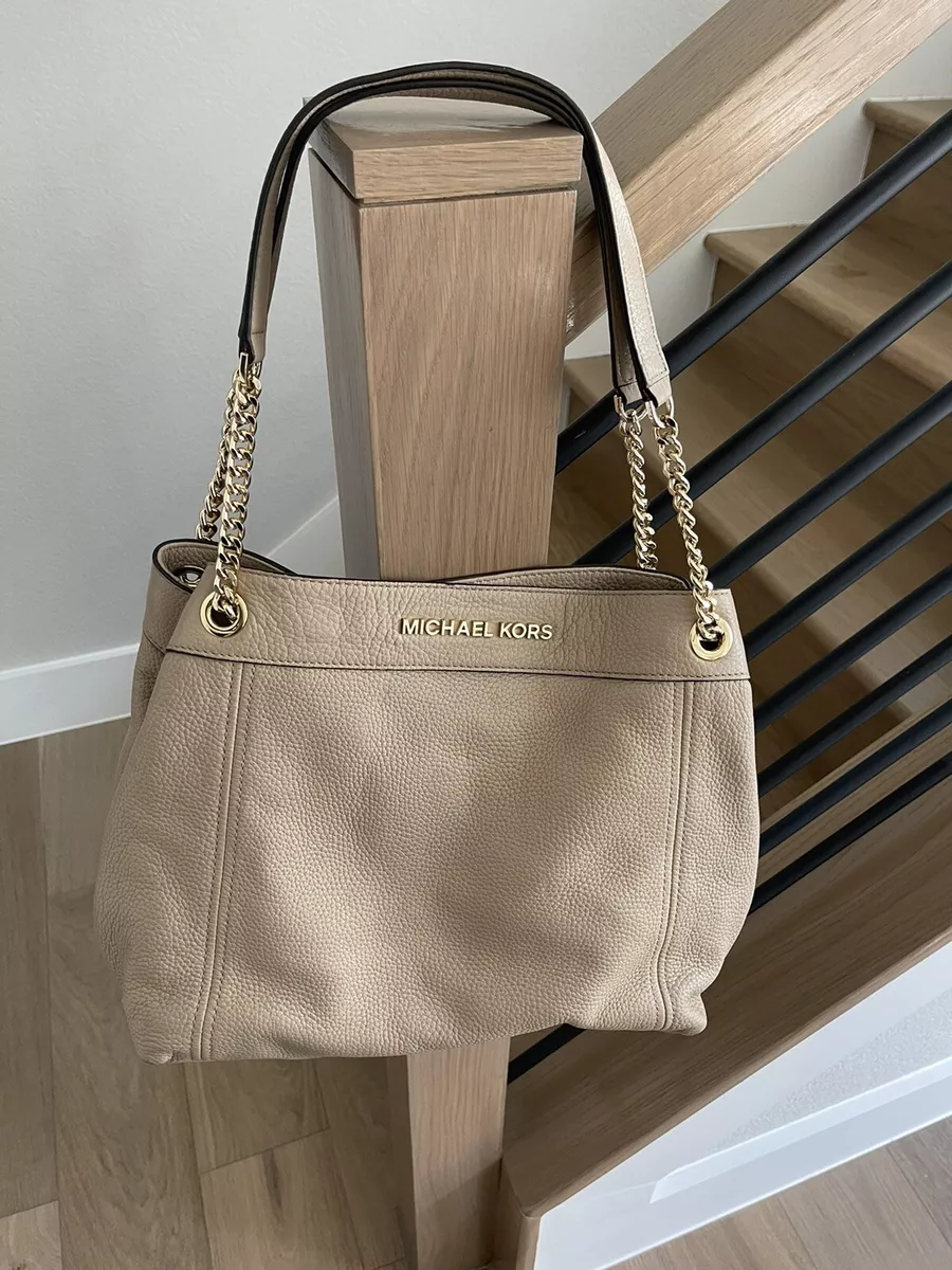 Michael Kors Beige Pebble Leather Gold Chain shoulder bag