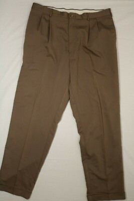 Mens Van Heusen Beige Dress Pants 38x32 EUC