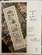 Victoria Sampler "T" IS FOR TEACHER Leafet +Accessory pack + Linen DDP for USA