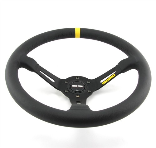 Momo Leder Sportlenkrad Modell MOD. 08 350mm schwarz black steering wheel volant - Afbeelding 5 van 5