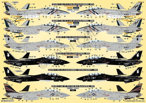 DXM decal 1/48 USN F-14 Tomcat Collection 4 (VF-2 /VX-4 / VF-154) - Picture 2 of 5