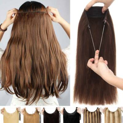 Thick Hidden Weft Handband Wire No Clip In Human Hair Extensions Weft One Piece