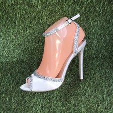  ASOS Białe satynowe klejnoty Ślubne szpilki Pasek na kostki Sandały UK 5 EU 38