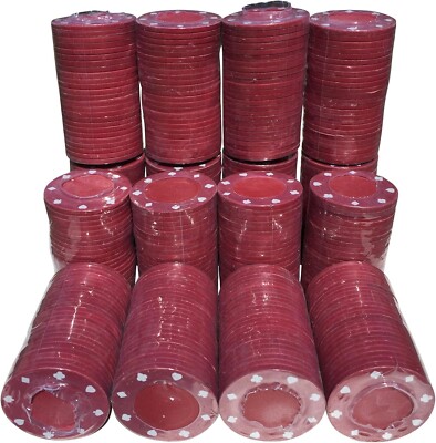 250 x ROTE VOLLE BREITE POKER ROULETTE CASINO CHIPS - GEEIGNETE DESIGNMARKEN