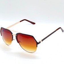 Sunglasses Men's Fashion Shades Gold Black Frame Brown Lens Pilot Style Trendy