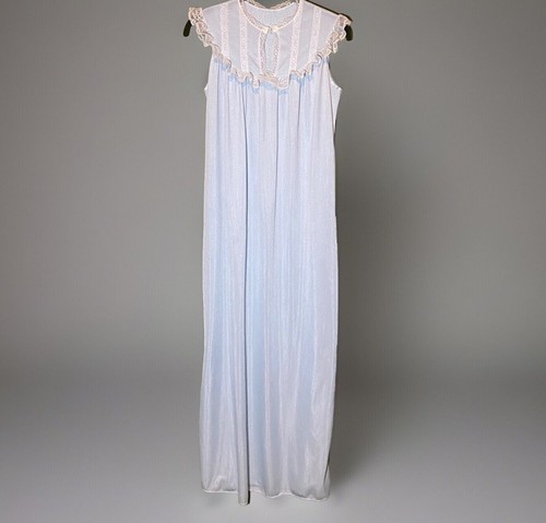 Vintage 60s Lace Trimmed Sleeveless Nightgown Modest Suzy Star Union Made USA - Picture 2 of 8