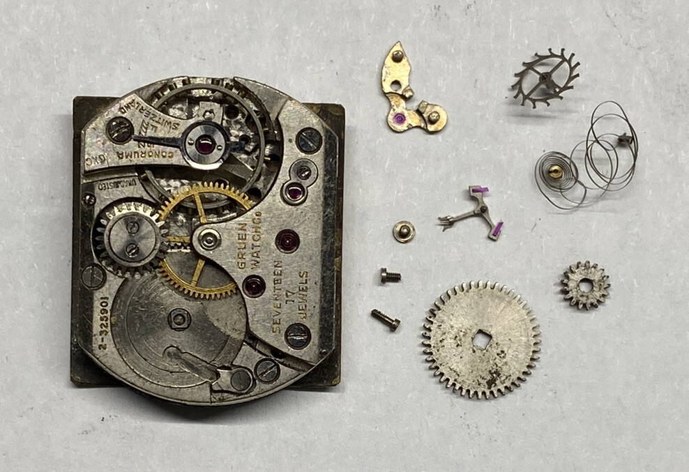 Vintage Gruen Precision Stainless Steel Watch Head 17 Jewels Movement For parts Vintage Gruen Precision Watch Movement Parts Repair  main image 3