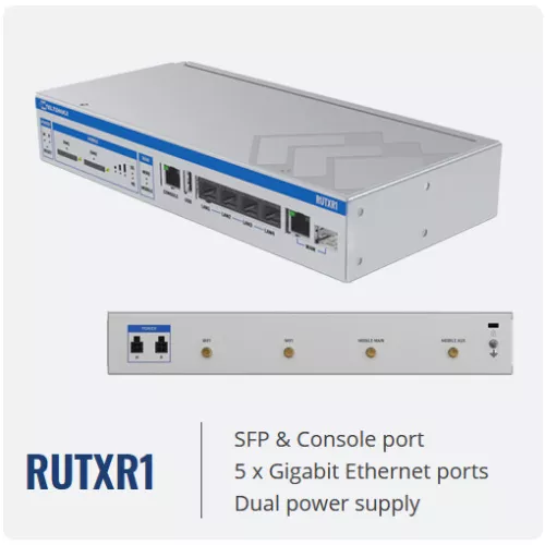 Teltonika RUTXR1 LTE CAT6 19" Industrie Router mit 2 SIM-Steckplätzen SFP Port