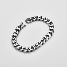 Retro Silver Black Titanium Steel Metal Bracelet Chain Accessories Unisex 037