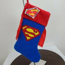 Superman Christmas Stocking Red Cape Holiday Decoration Plush Faux Fur Hanging