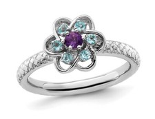 2/5 Carat ctw Amethyst and Blue Topaz Ring in Sterling Silver