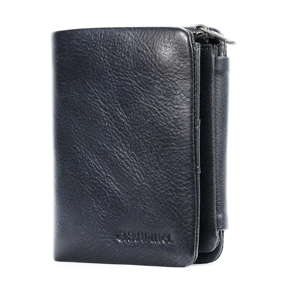 Men’s Genuine Leather Wallet with Buckle & Zipper – 13 Card Slots & Large Capacity for Driving Licenses
