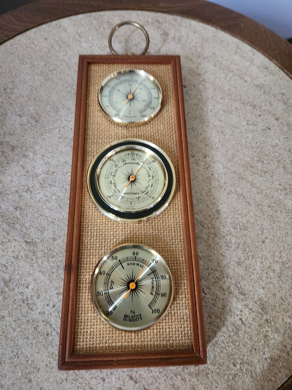 Jason Vintage Wooden Weather Station Thermometer Barometer Humidity Meter Works