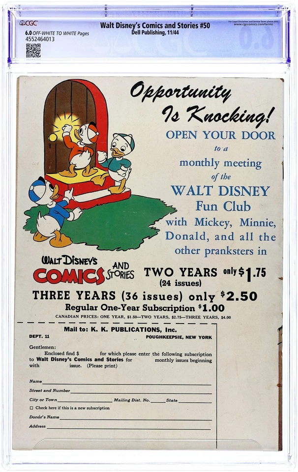 Walt Disney's Comics and Stories #50 CGC 6.0 1944 4552464013 - Image 2 of 2
