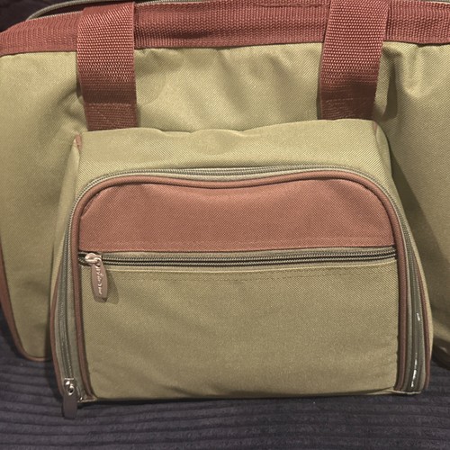 Forest Green Picnic Time cooler With Plates And Sliver-wear And Cups.