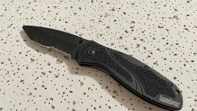 Kershaw 1670TBLKST Blur Tanto Combo Blade Linerlock Folding Pocket Knife Black-