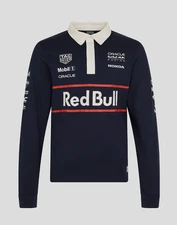 Red Bull Racing 2025 Official ADULT Team Long Sleeve Polo Shirt Heritage Special