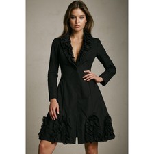 Vintage Y2K Dolce & Gabbana Coat Dress Black Whimsygoth Ruffles 42 Runway 6