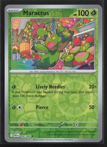 Pokemon TCG Black Bolt 008/086 - Maractus - Reverse Holo NM