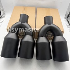 Pair 2.5 Inlet Dual Wall Angle Cut Quad 4 Out Black Exhaust Tip Staggered Lr Pair 2.5 Inlet Dual Wall Angle Cut Quad 4 Out Black Exhaust Tip Staggered Lr