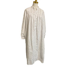 EILEEN WEST Ditsy Floral Flannel Nightgown Modest Cottagecore Grandmacore Small