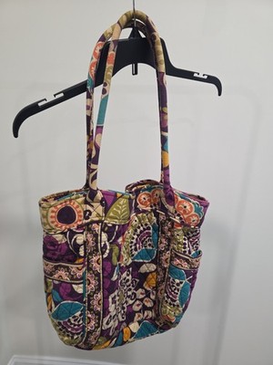 Vintage Vera Bradley Reited Patter Plum Crazy Tote Shoulder Bag