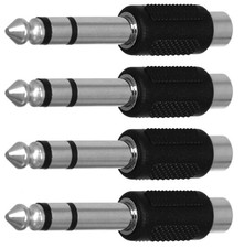 6.35mm 1/4 Inch Stereo TRS Male Plug to RCA Female Jack Silver Adapter Connec