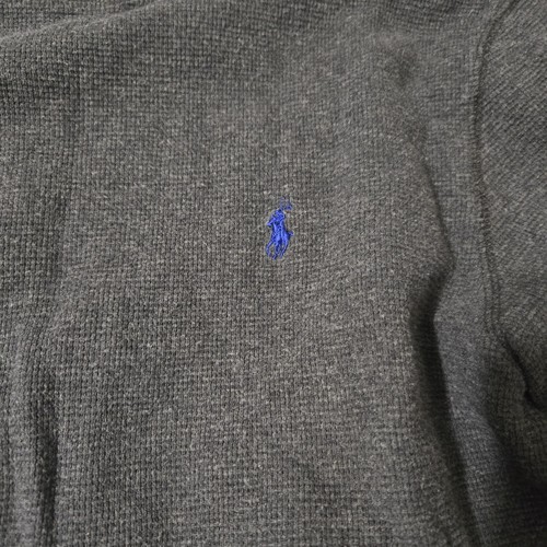 Polo Ralph Lauren Sleep Shirt Men’s Large Gray Pajama Thermal Waffle Blue Pony - Picture 2 of 4