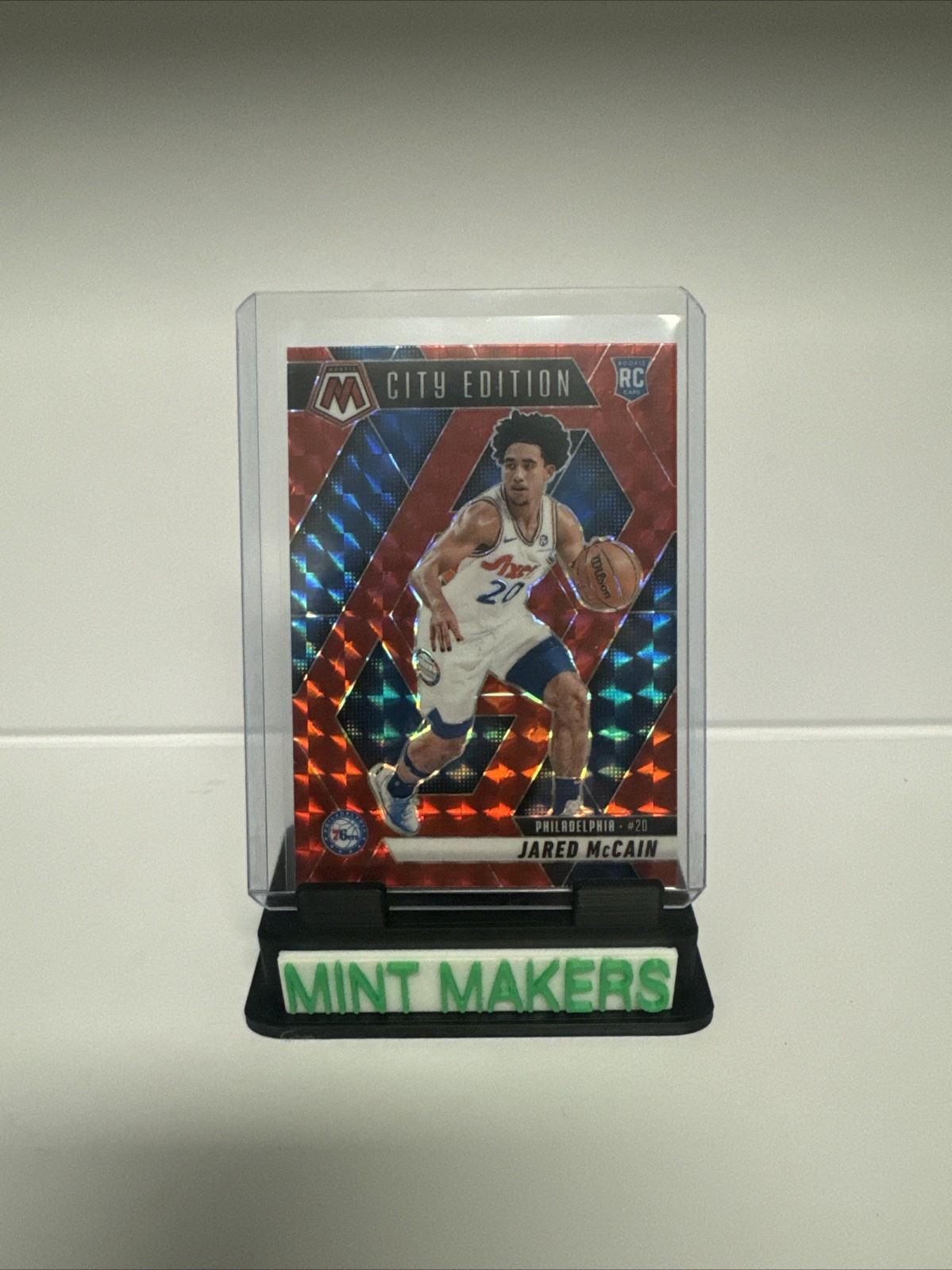 2024-25 Panini Mosaic - City Edition Jared McCain #277 Red Mosaic Prizm (RC)