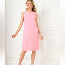 Talbots Linen Maxi Dress Size 18W Pink Coastal Minimalist Euro Summer