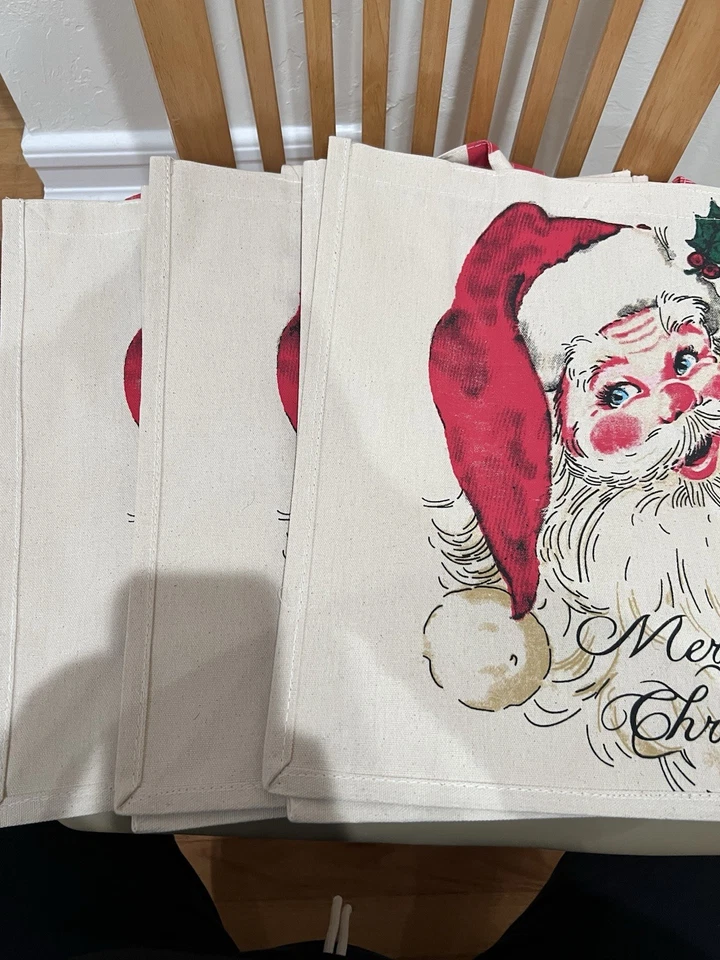 Bolso de lona de Papá Noel de Navidad con etiquetas Foto 2 de 3