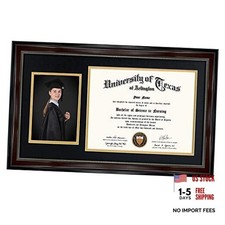 11x19 Mahogany Diploma and Photo Frame for 8.5x11 Certificate,5x7