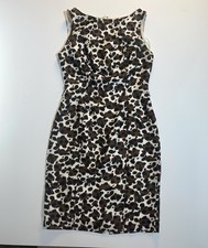 Ann Taylor Leopard Print Sheath Dress Size 2 Silk Sleeveless Lined Career Animal