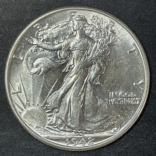 1942 Walking Liberty Half Dollar Coin AU 90% Silver Lady Liberty USA
